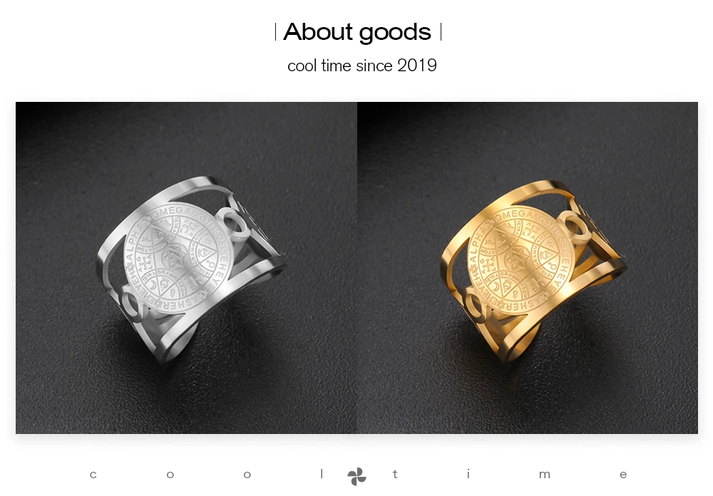 COOLTIME Engel Siegel Offene Ringe Edelstahl Vintage Magischer Schutz Amulett Hexagramm Ring Schmuck Geschenk – Detail 3