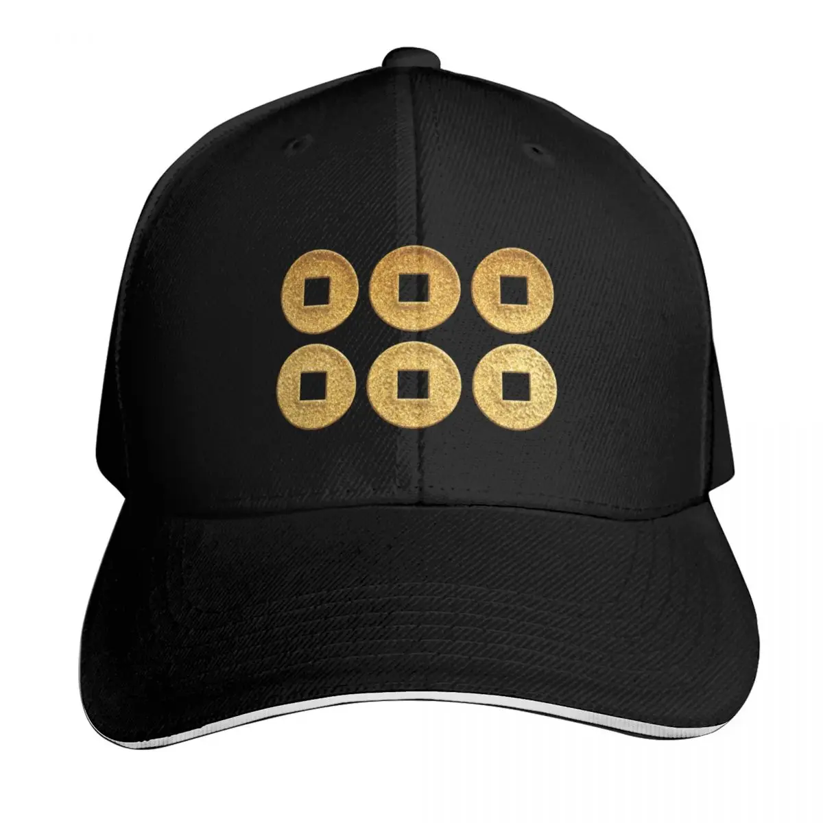 Sanada Rokumonsen Kamon in Gold Seal Baseball Cap Summer Beach Travel Streetwear Hip Hop Trendy Vintage Retro Embroidered