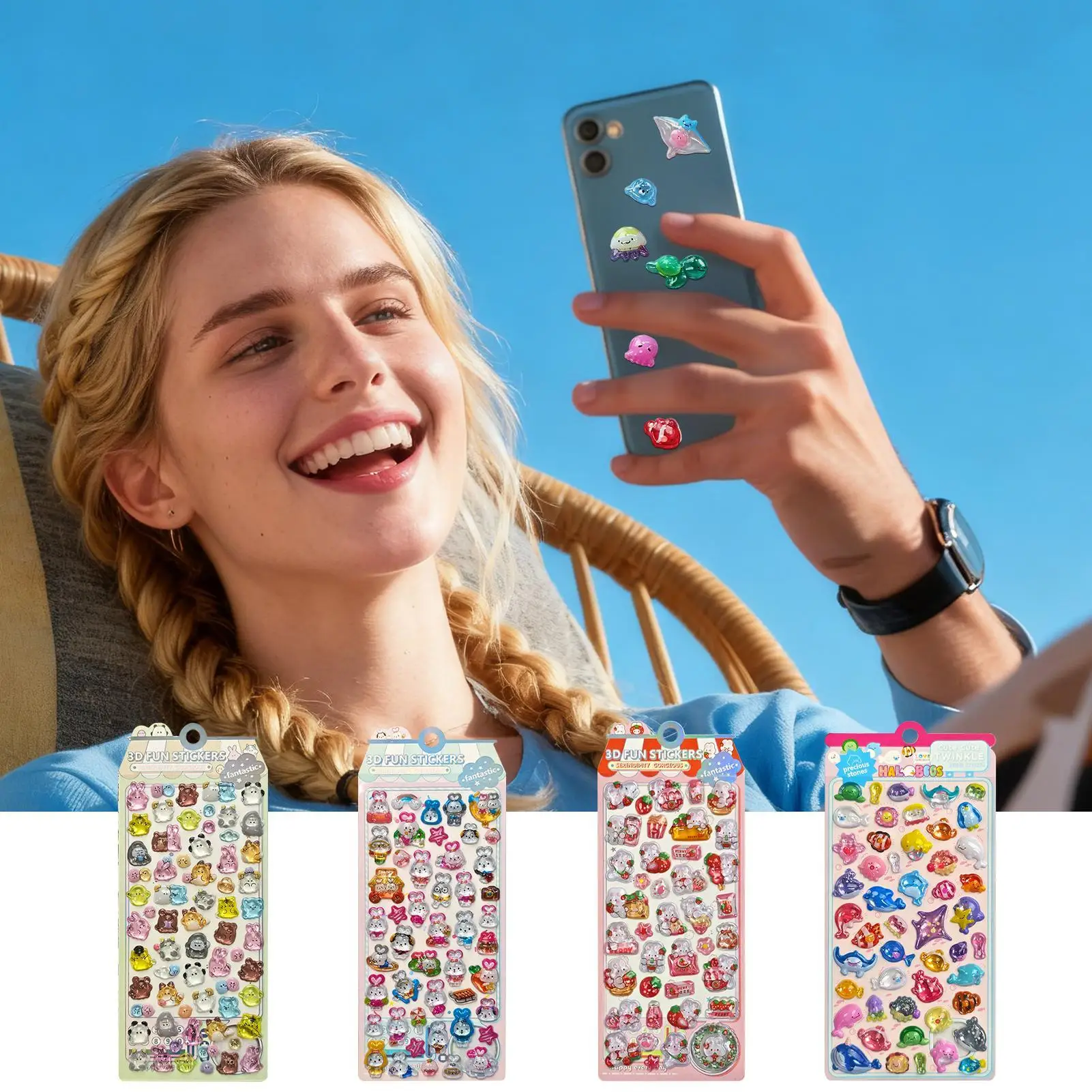 Mini 3D Cartoon Stickers Cute Tiny Decal For Phone Laptop Water Bottle, Lightweight Pufy Sticker For Guitar Suitcase Wall Decor