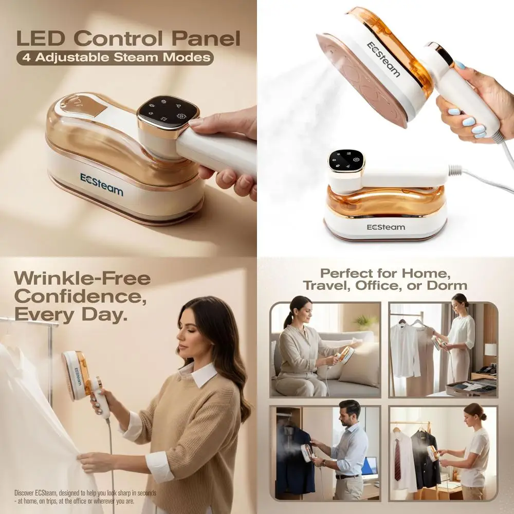 

Портативный ручной отпариватель и утюг 2-в-1, 1200 Вт, быстрый нагрев, резервуар 180 мл, 23 минуты работы на пару, 120 В, для удаления складок