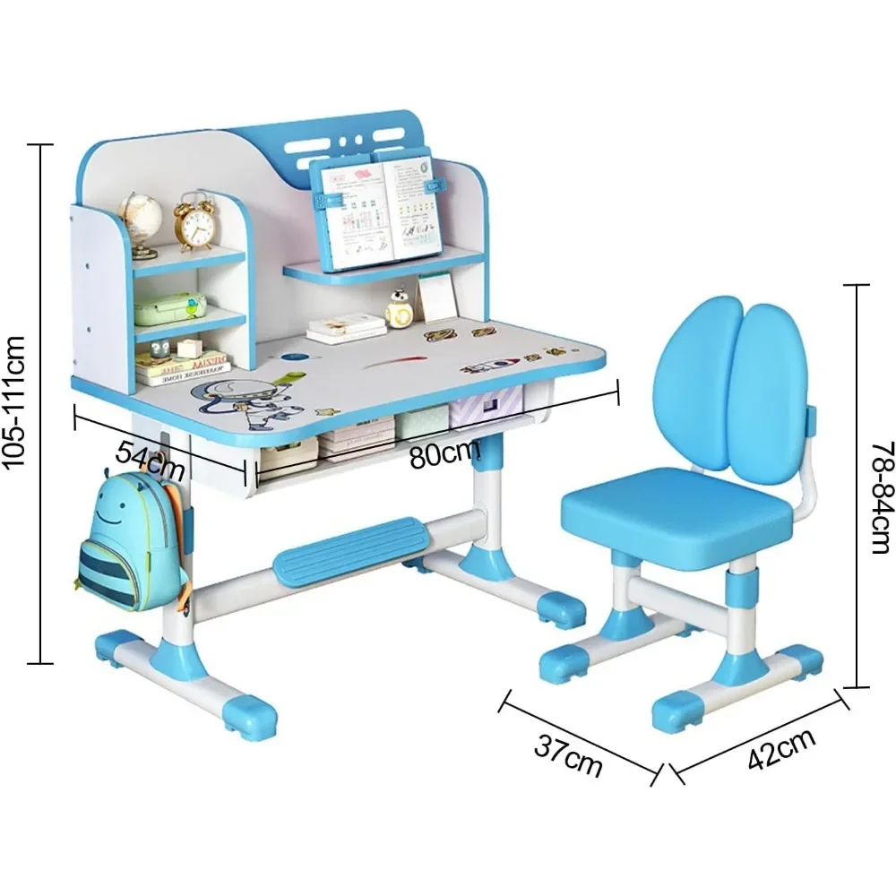 Ensemble de bureau et de chaises réglables pour enfants, ensemble de bureau d'étude pour enfants de qualité supérieure, recommandé, table d'étude scolaire