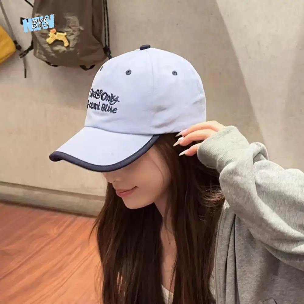 

Letter Embroidered Embroidery Letter Cap Adjustable Sun Protection Sunscreen Hat Hip Hop Korean Style Peaked Cap Woman Girl