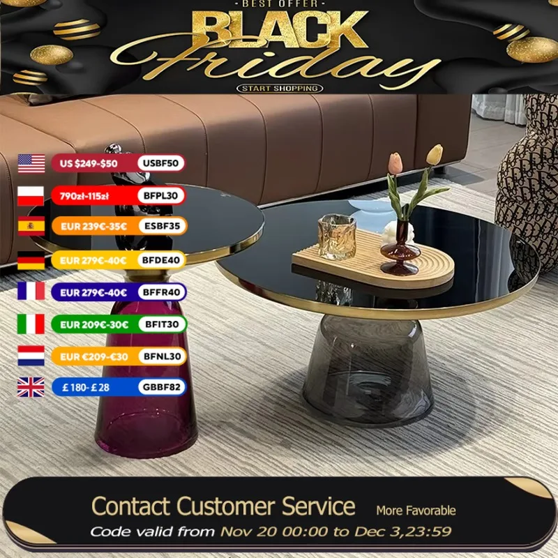 

Glass Design Side Table Living Room Aesthetic Luxury Modern Coffee Tables Round Nordic Tavolino Da Salotto Bedroom Furniture