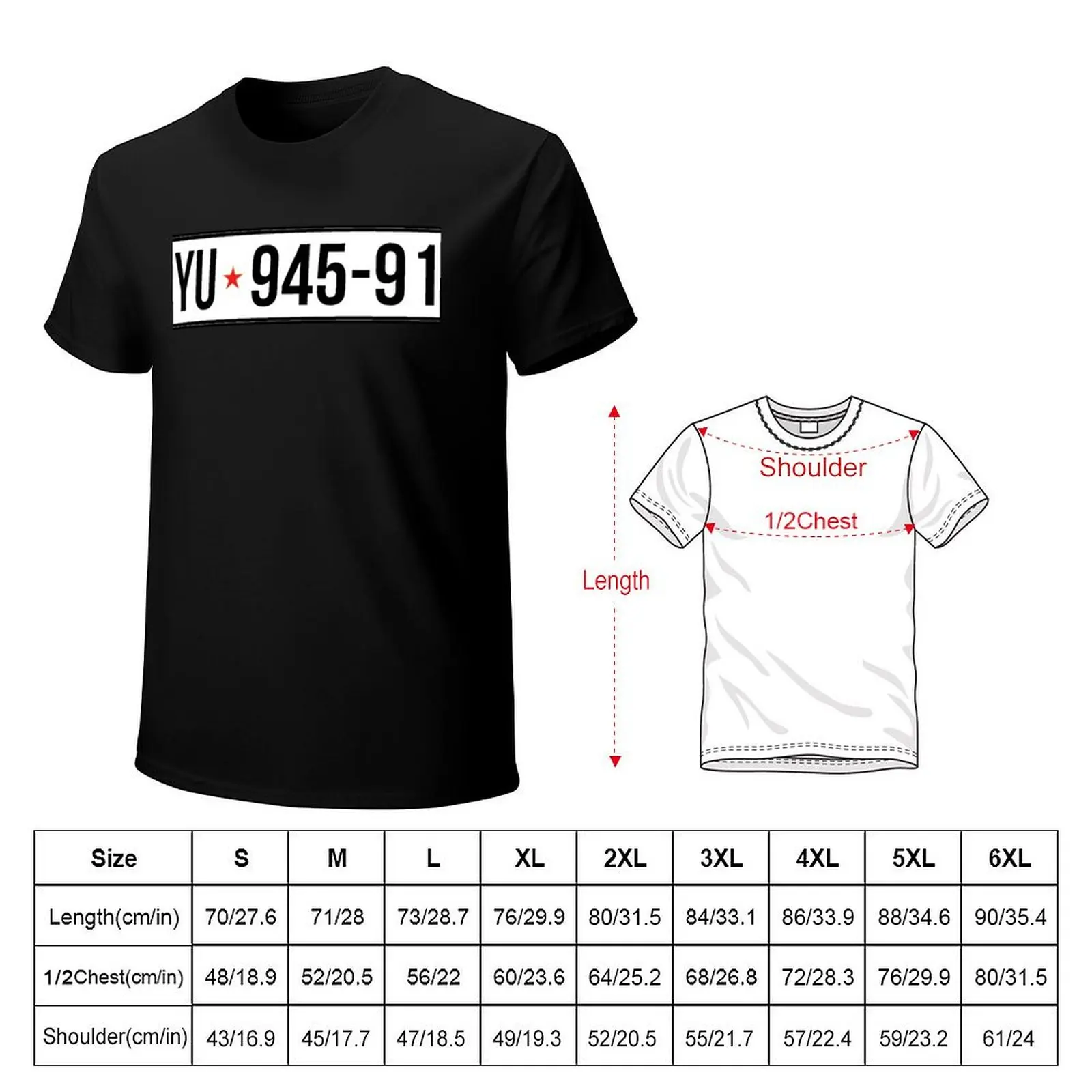 Ex Yugoslavia Jugoslavija SFRJ Auto Registracija Registration Plate T-Shirt Heavy Duty Casual Work Tee