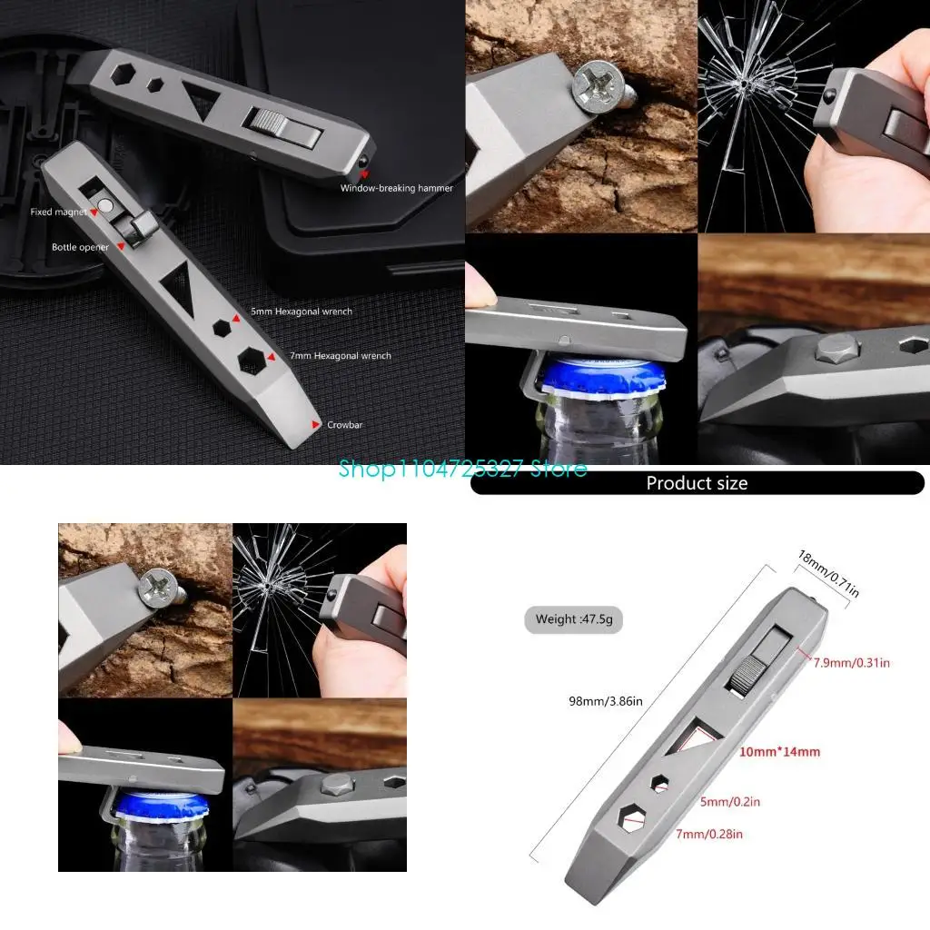 

D8KF Metal Crowbars Multi Tool Bottle Openler Multifunction Caychain Kepchain