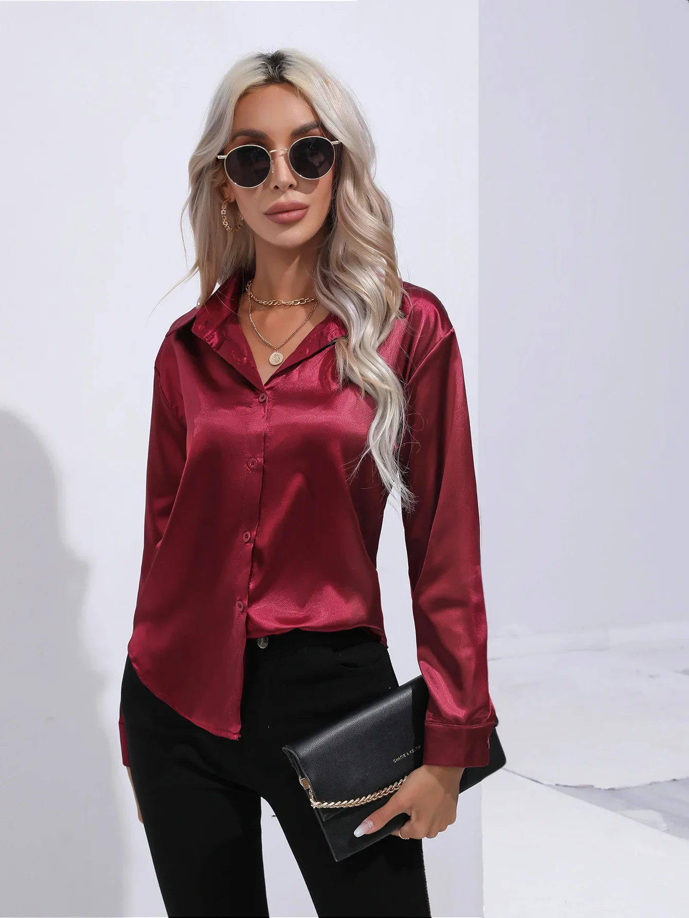 Korean Fashion Solid Color Design Chic INS Long Sleeve Women Blouse Shirt Spring Autumn New  Elegant Shirt Women\'s Tops