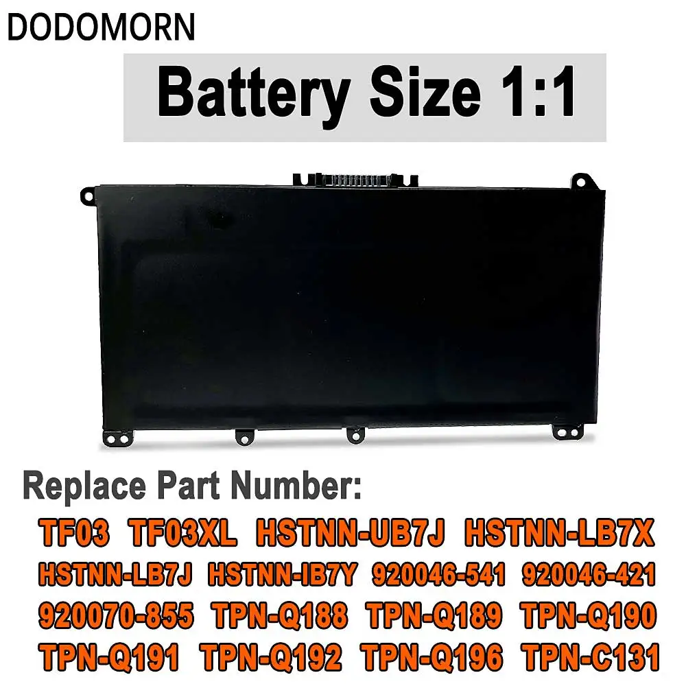 Hp Pavilion、TPN-Q188、TPN-Q189、TPN-Q190、TPN-Q190、TPN-Q191、TPN-Q190、q191、tf03xl、TPN-Q189、TPN-Q190、q191、新品、tf03xl用のドドドドメコーンバッテリー