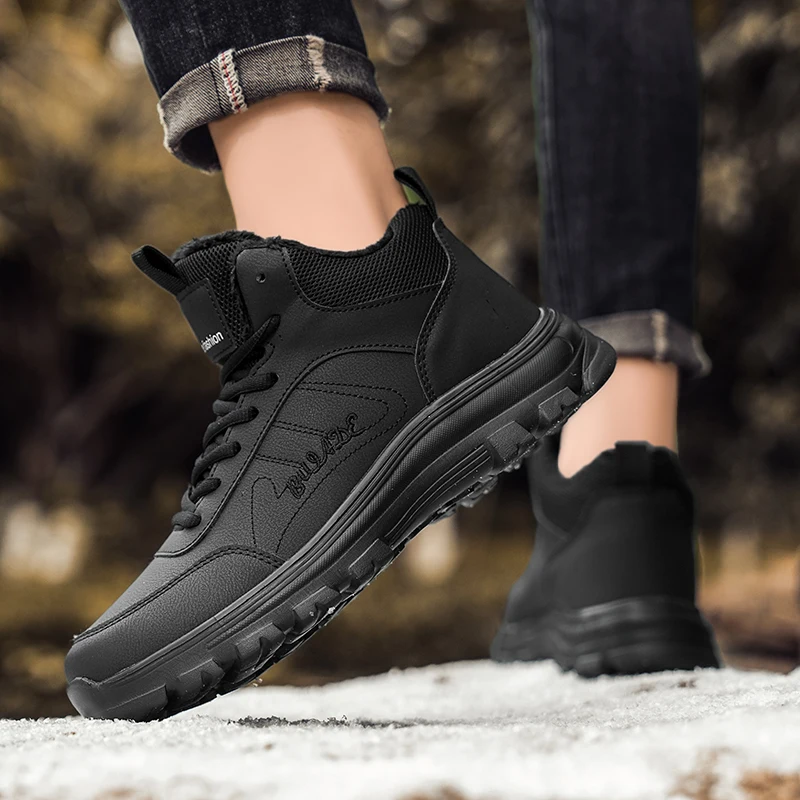 العلامة التجارية الرجال الأحذية الدافئة أفخم الثلوج الأحذية في الهواء الطلق عدم الانزلاق أحذية التنزه عالية الجودة أحذية رياضية مقاومة للماء الرجال أحذية الشتاء حجم 39-46