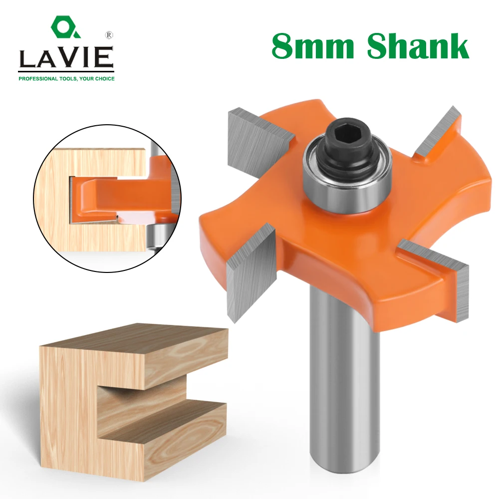 LAVIE 1pc 8mm 4 Edge T Type Slotting With Bearing Tool Router BitsFor Woodworking Industrial Grade Milling Cutter-C C08319Z43508