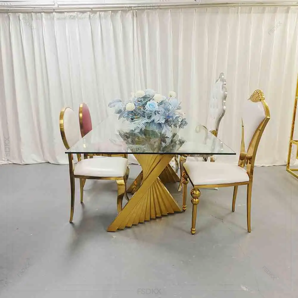 

FSDKX Table Stainless Steel Wedding Dinner Table for Event Table