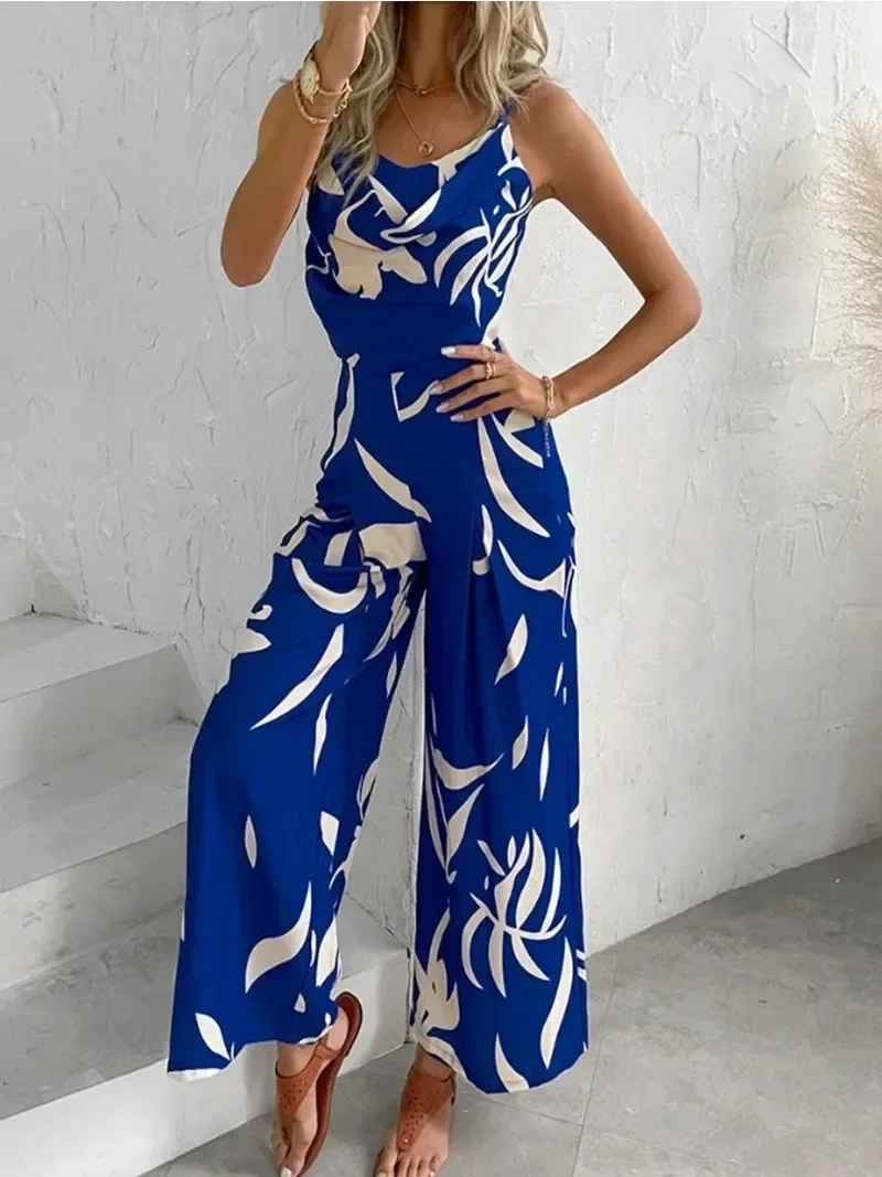 

Women's Fashion Long Jumpsuit Elegant Suspender with Backless Waist and Wide Leg Jumpsuit Women Vacation Slim Fit Jumpsuit