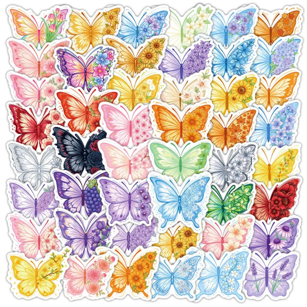 

10/30/54PCS Cartoon Creative Butterfly and Flower Stickers Personalized Decoration Graffiti Toys for Scrapbook Shoe Rack Bicycle