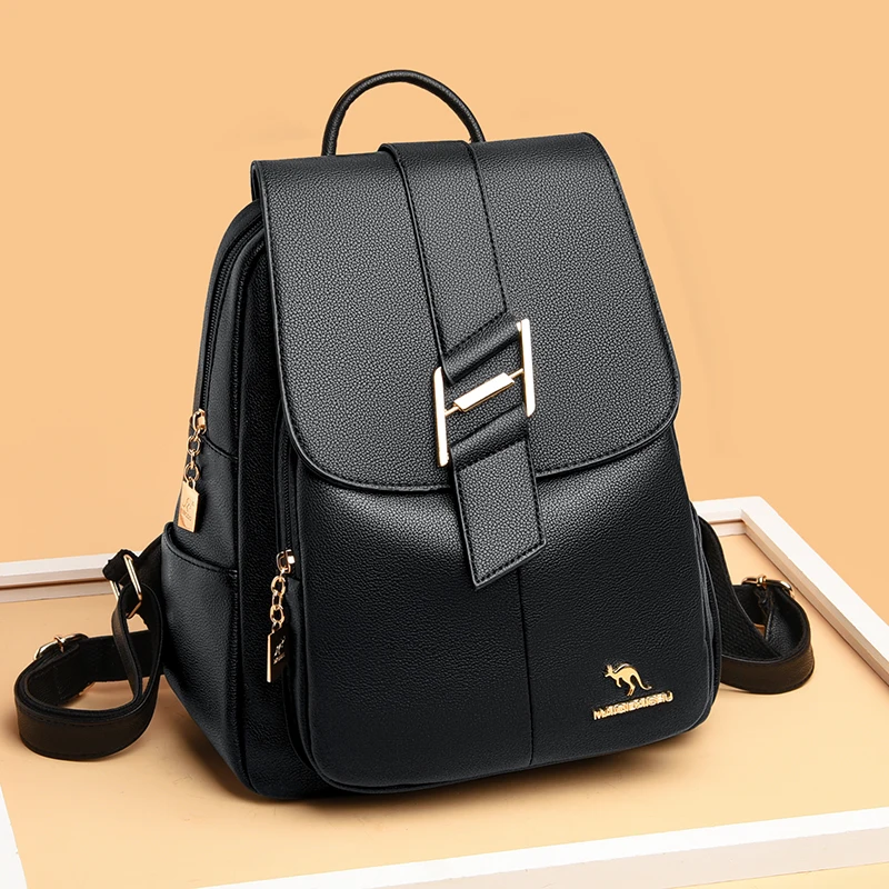 Women Soft Leather Backpacks High Capacity Female Back Pack Casual Travel Ladies Bagpack Machial Feminina For Teenager Grils Sac