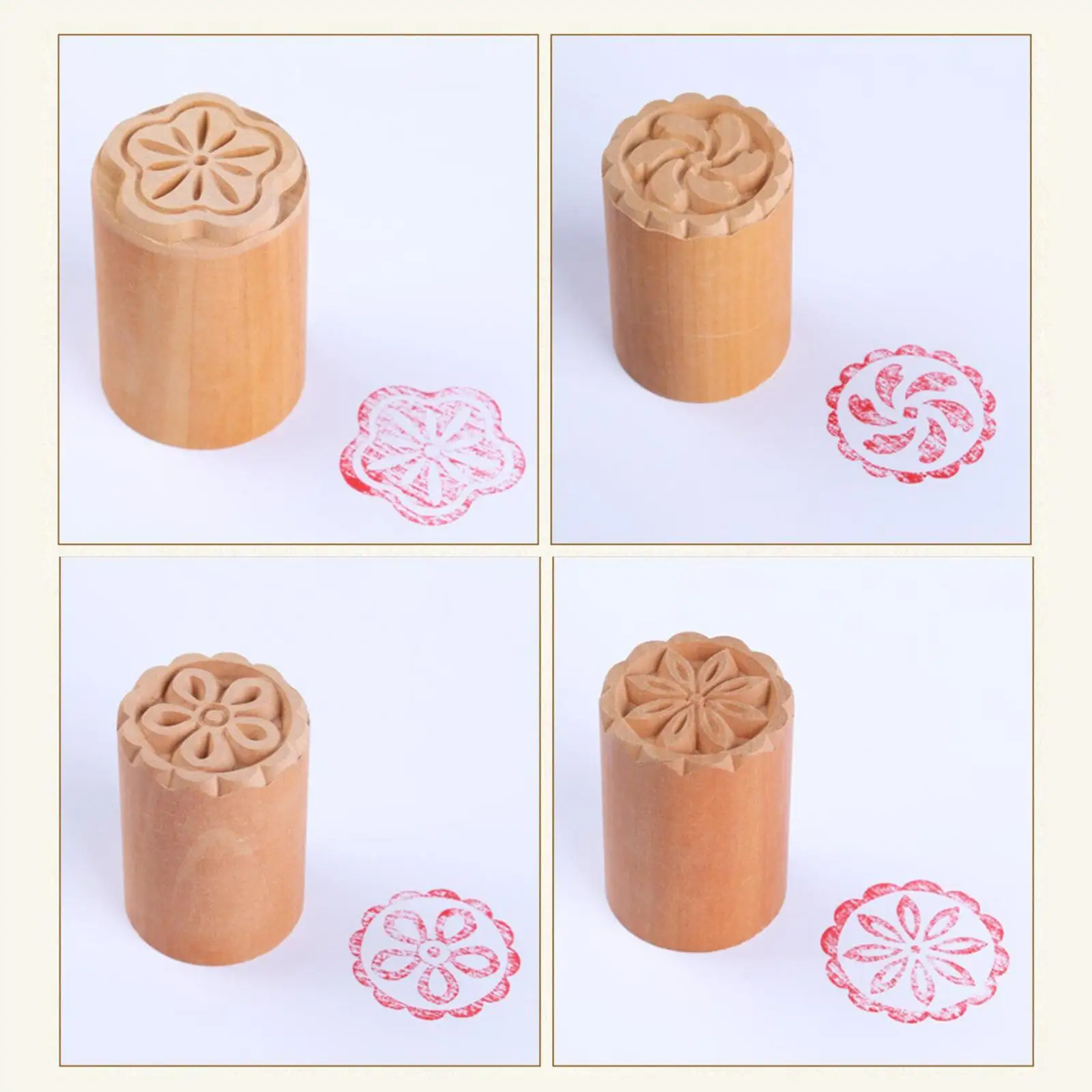 

4 шт., деревянные керамические инструменты, штампы с цветочным принтом, круглый штамп с деревянными блоками, керамический штамп для десерта, подарок на День святого Валентина, Пасха