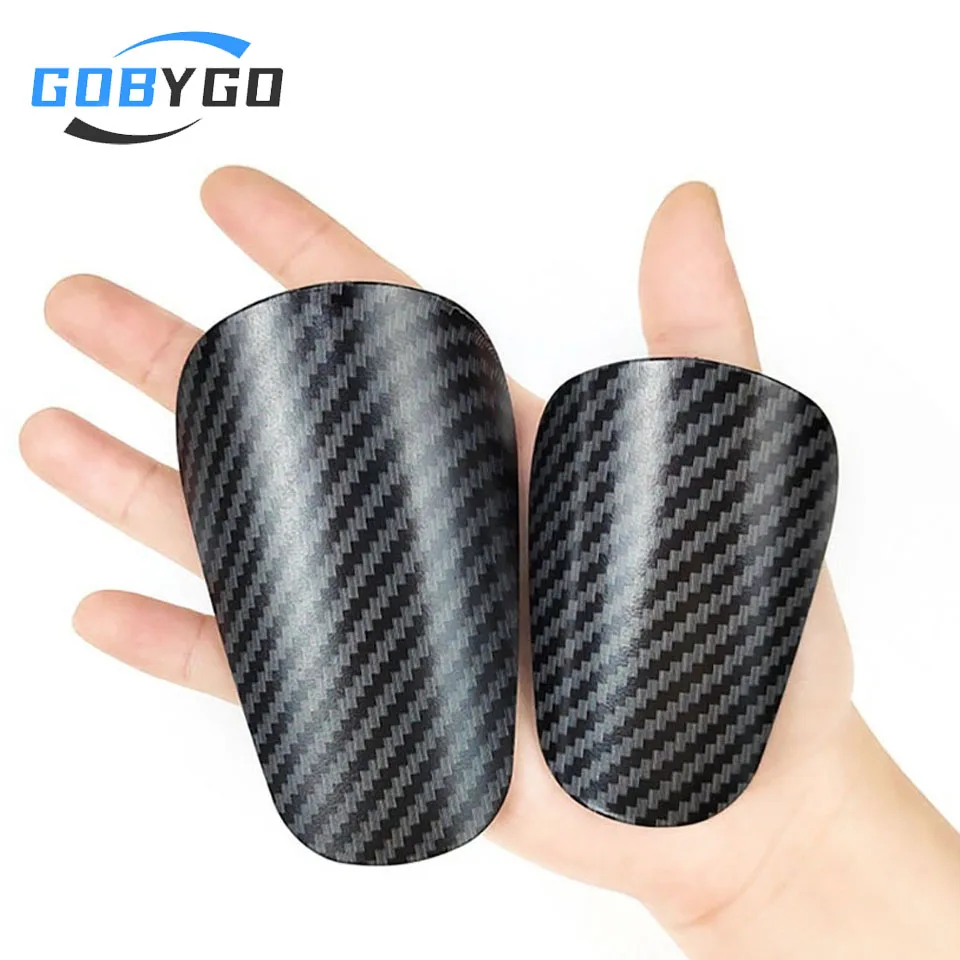 GOBYGO 1Pair Carbon Fiber Mini Soccer Shin Guards Football Shin Support Mini Football Shin Board Protective Equip Kids Adults