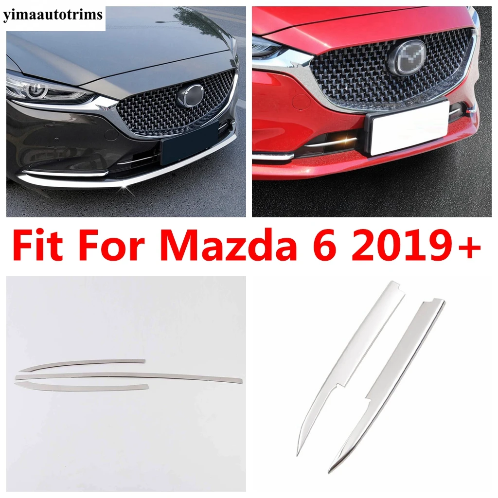 

Stainless Steel Accessories For Mazda 6 2019 - 2024 Car Front Bumper Lip Hood Middle Bottom Grille Mesh Strip Decor Cover Trim