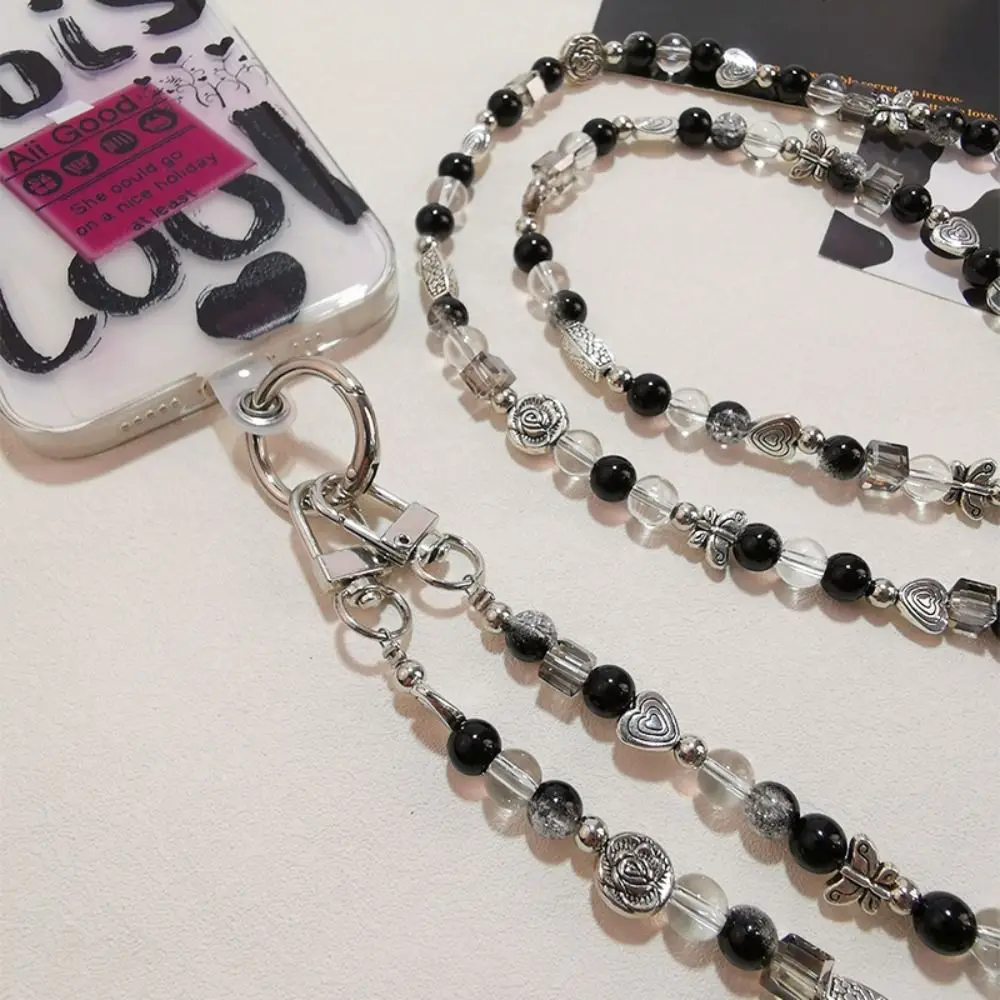 

Love Heart Beaded Crossbody Phone Chain Bag Chain Anti Loss Mobile Phone Crossbody Strap Long-style Universal Phone Neck Straps