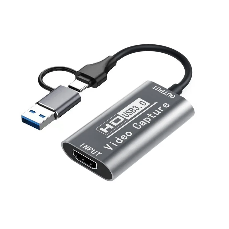 

Карта видеозахвата 2 в 1 с HDMI 4K на Type C USB 3.0, аудио-видео конвертер, адаптер для мониторинга компьютера, ноутбука, смартфона