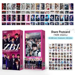 420Pcs/Box Kpop ZEROBASEONE Share Postcards Photocards Stickers Set ZB1 Gunwook Gyuvin Taerae Dance Stage Lomo Cards Fans Gifts