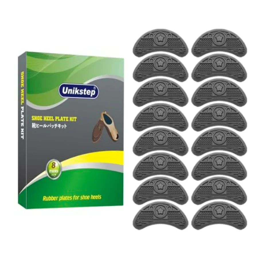

8 Pairs 16 Pieces Shoe Heel Plate Taps, Shoe Heel Side Worn Repair Rubber Patches Replacement Kit