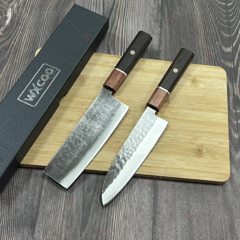 WXCOO-cuchillo de utilidad de cocina, cuchillo de carnicero Santoku japonés, cuchillo Sashimi, cuchillos de Chef de carnicero forjados a mano, mango de madera