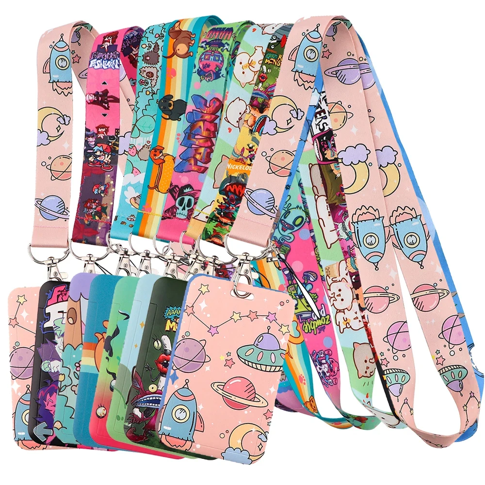 KKZ079 애니메이션 만화 목 스트랩 끈 키체인, ID 카드 배지 홀더 패스, DIY 행잉 로프 액세서리, 친구를 위한 선물
