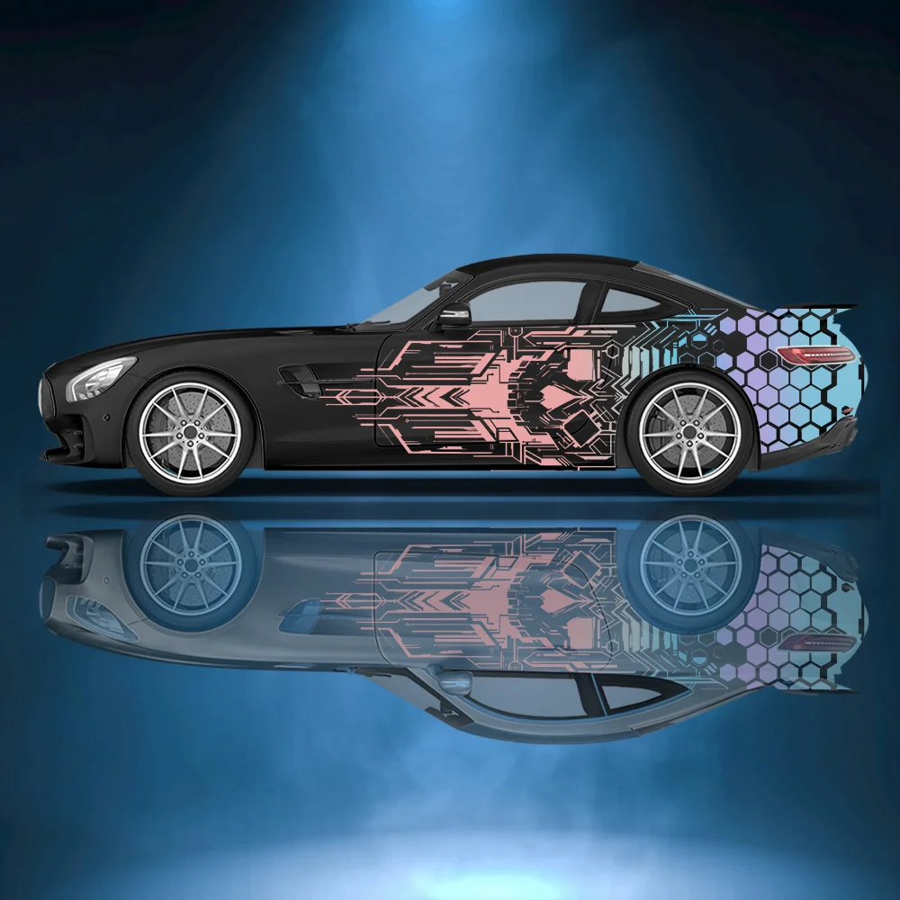 

Skeleton Face Honeycomb with Line Car Vinyl Wraps Decal Self-adhesive PVC Sticker Suitable for Trucks SUV Decor Auto Accessories