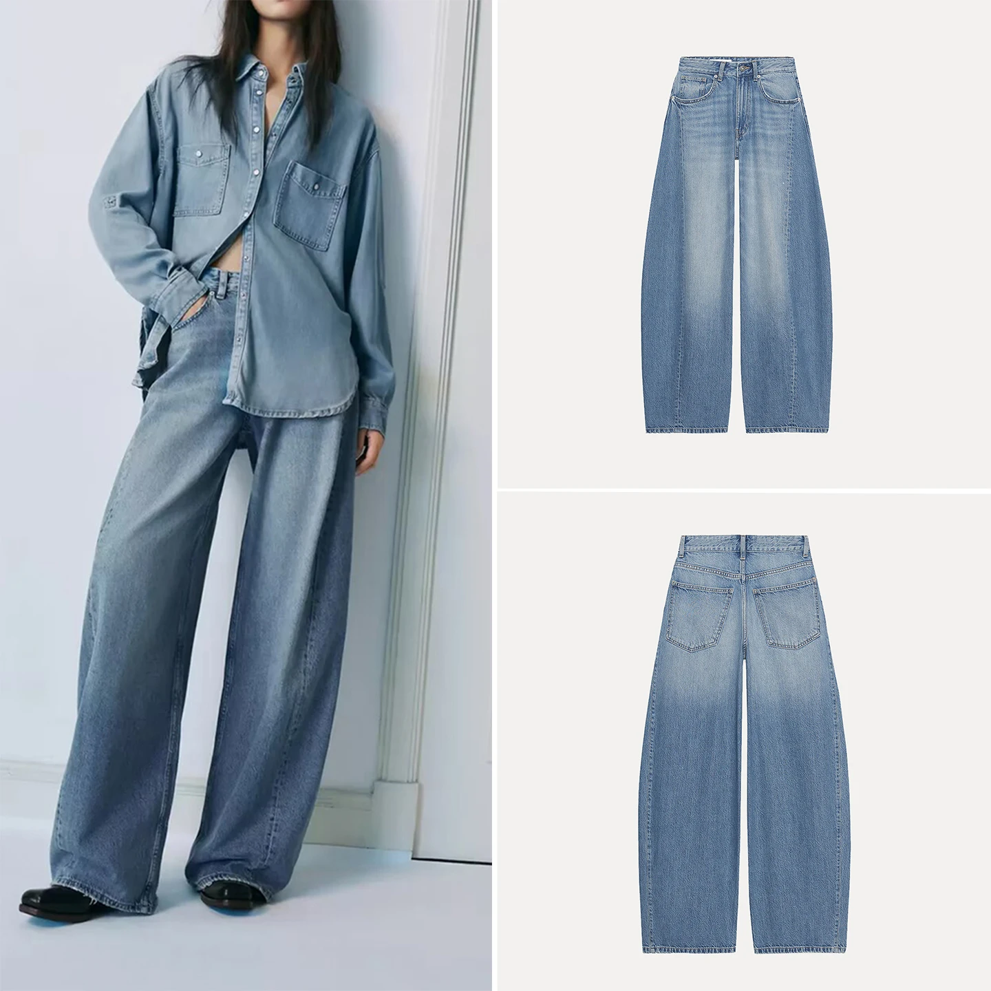 

Faionable High Waist Loose Balloon Sle Denim Jeans Women's Sle Autumn New Arrival Z Brand l Waist Zipper
