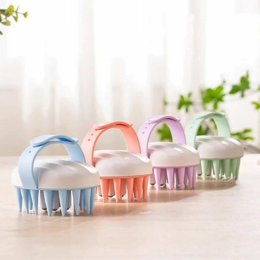

Silicone Scalp Shampoo Brush Head Scalp Massage Comb With Massage Ball Bath Brush For Dandruff Removal Salon Hairdressing Tools
