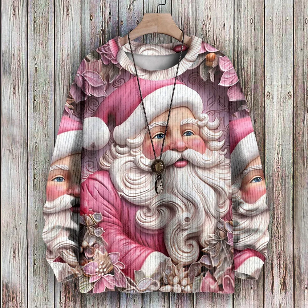 

Kind Santa Claus Pullover Long Sleeve Round Neck Sweatshirt Unisex Men's Casual Hoodie Family Holiday Gifts Winter Warm Tops