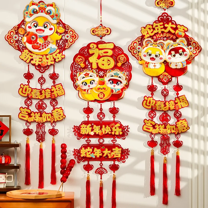 Decorações de ano novo chinês 2025 ano novo lunar pendurado borlas ornamento festival de primavera decoração tradicional da porta de casa