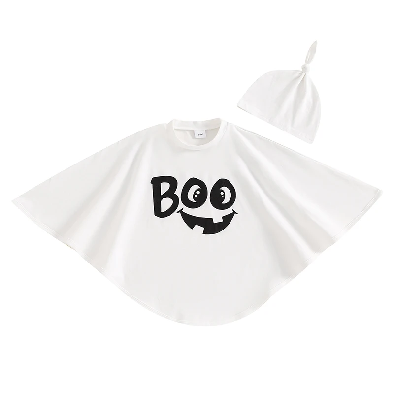 Kids Toddler Boy Girl Halloween Costumes Boo Ghost Cape White Hooded Cloak Poncho Boys Girls Costume Cosplay Outfit