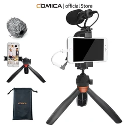 COMICA CVM-VM10-K2 PRO Smartphone Video Rig with Tripod, External Shotgun Mic, Vlogging Kit for iPhone Android Tiktok YouTube