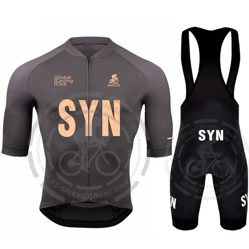 SYN Racing Cycling Jersey Set Short Sleeve Shirt Bicycle Clothing 2024 Summer Men Black MTB Maillot Ciclismo Bike Bib Shorts Set