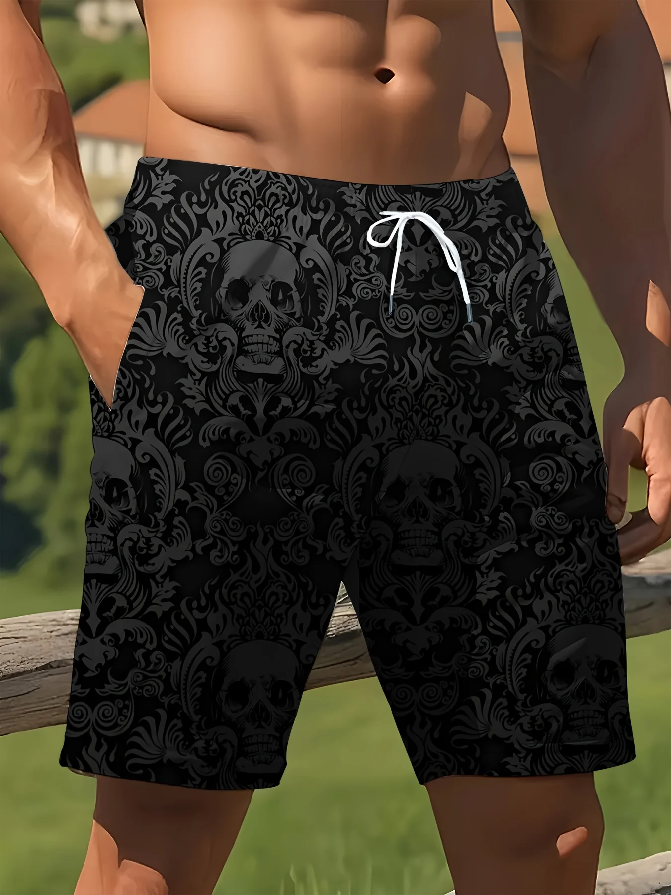 2026 Summer new men's shorts Breathable lightweight casual roller skating 3D printed hip-hop men's pants
