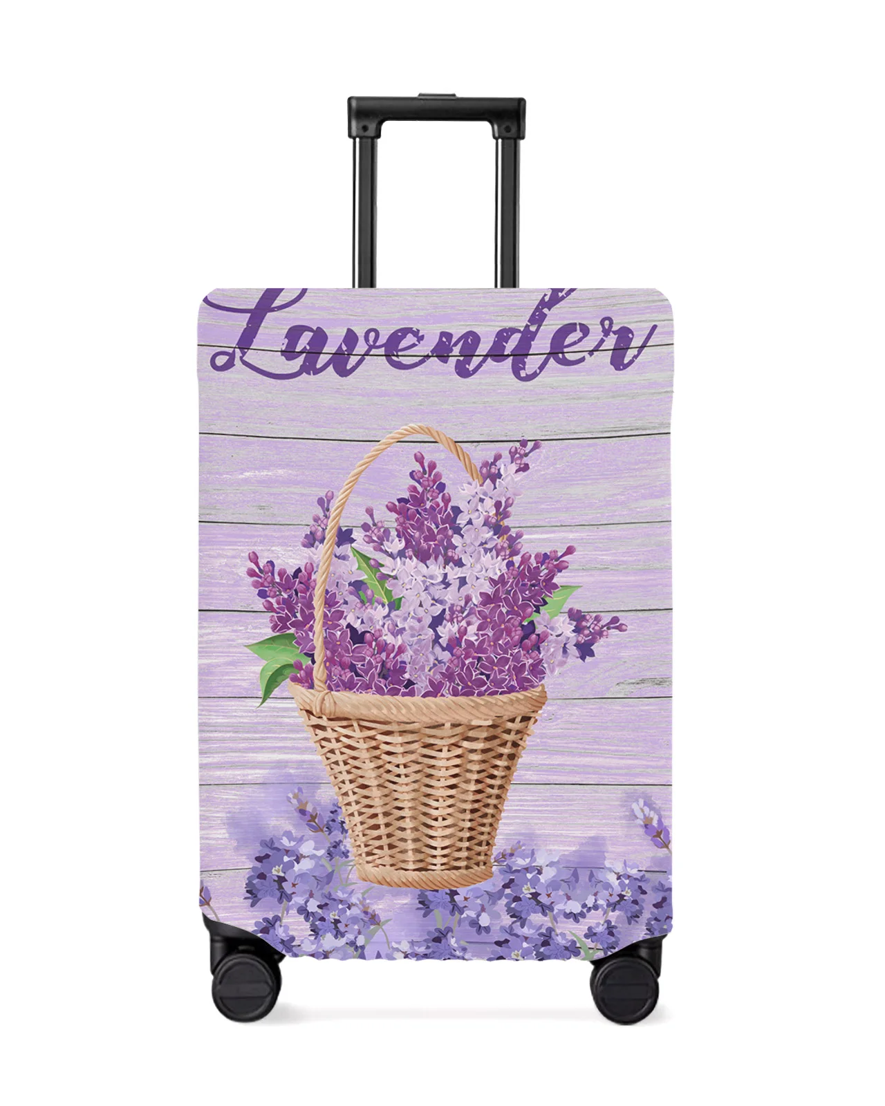 Lavender Flower Basket Luggage Cover Stretch Suitcase Protector Baggage Dust Case Cover for 18-32 Inch Travel Suitcase Case