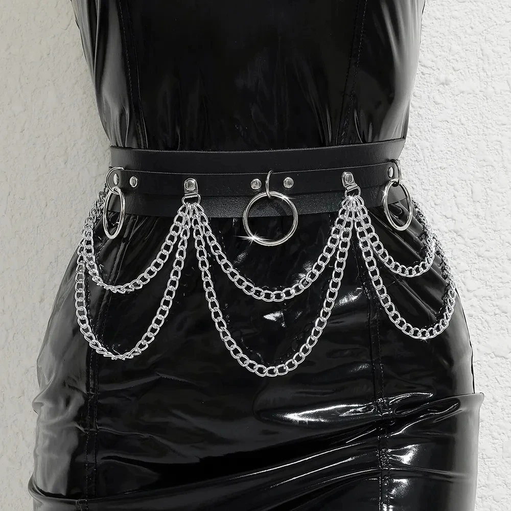 

Ladies' Black Leather Waist Strap with Adjustable Chain Style Body Decoration Daily Sexy Party and Holiday Clothing Accessories