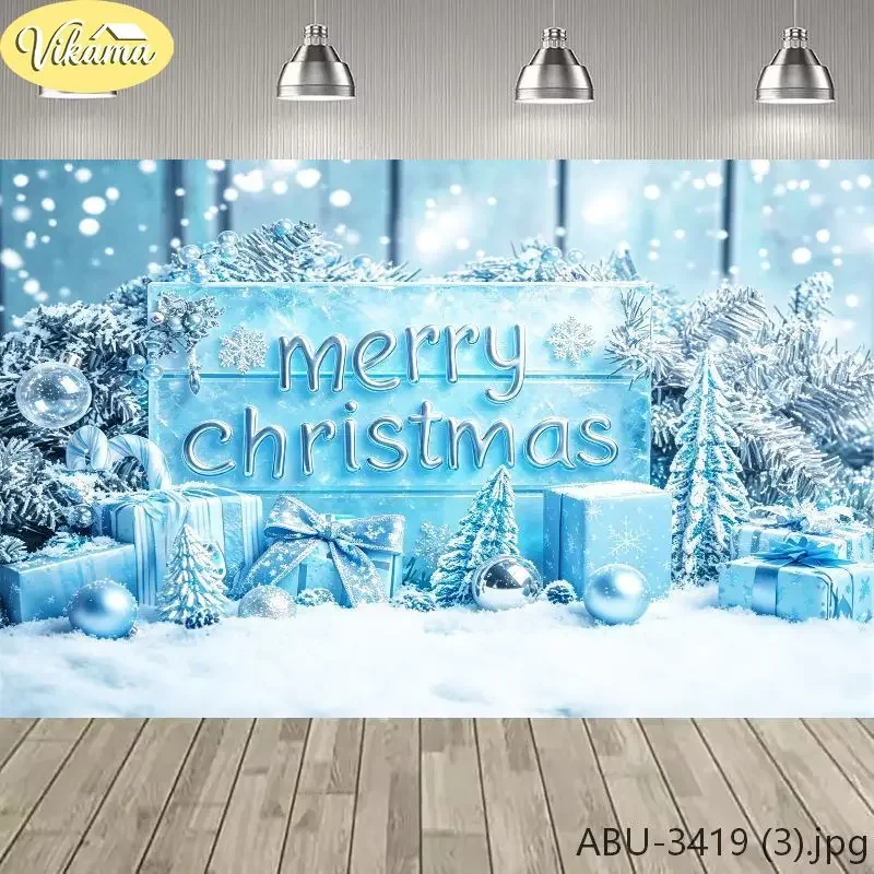 VIKAMA Christmas Train Tapestry, Starry Sky Snow Scenery Retro Train Background Cloth, Party Wall Decor