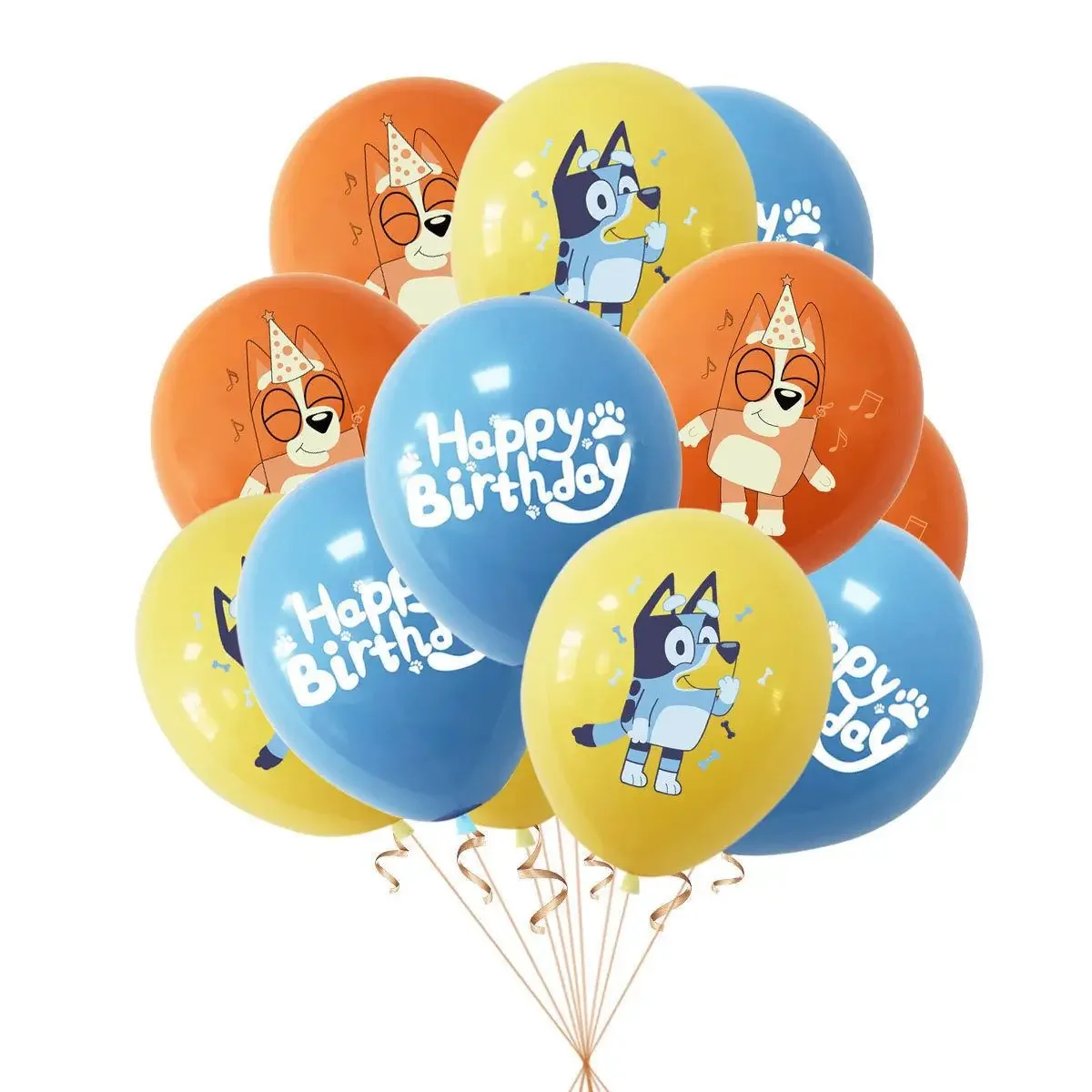 10Pcs Bluey Balloons Latex Cartoon Anime Bluey Bingo Birthday Party Decorations Baby Shower Kids 12 Inch Helium Balloon