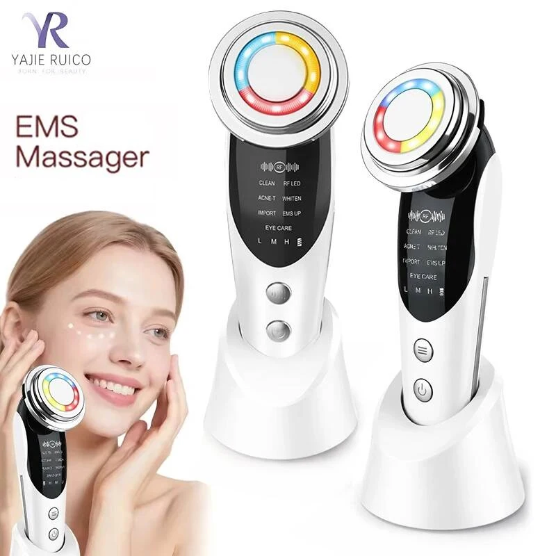 

7 in 1 EMS Microcurrent Facial Massager LED Photon Therapy Skin Rejuvenation Device for Face Neck Lifting and Firming
