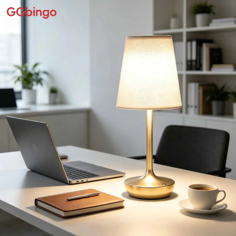 GGbingo Vintage Fabric LED Table Lamp Wireless Portable Bedside Night Light for Bedroom Reading Study USB Desk Light