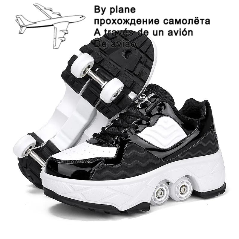 Deformation Parkour Shoes Four Wheels Rounds Of Running Shoes 2023 Casual Sneakers Unisex Deform Roller Shoes Skating Shoes