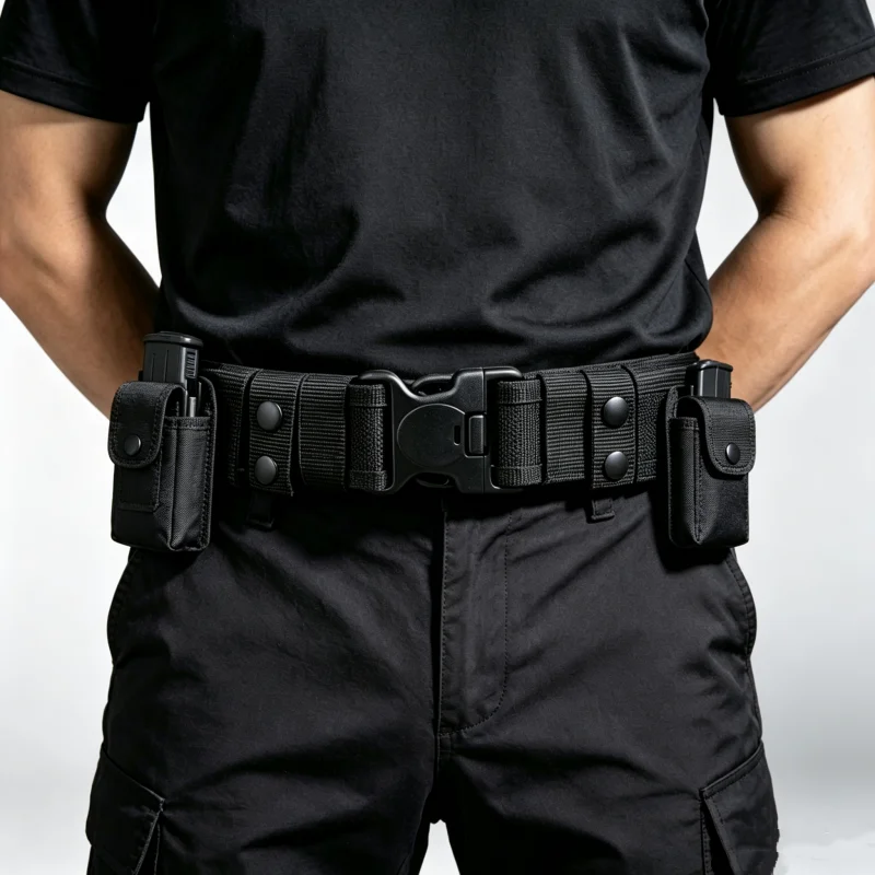 Adjustable Military Tactical Belt for Men, Wear Resistant Nylon Webbing Belt with Double Lock Safety Buckle, Outdoor Camping Hun