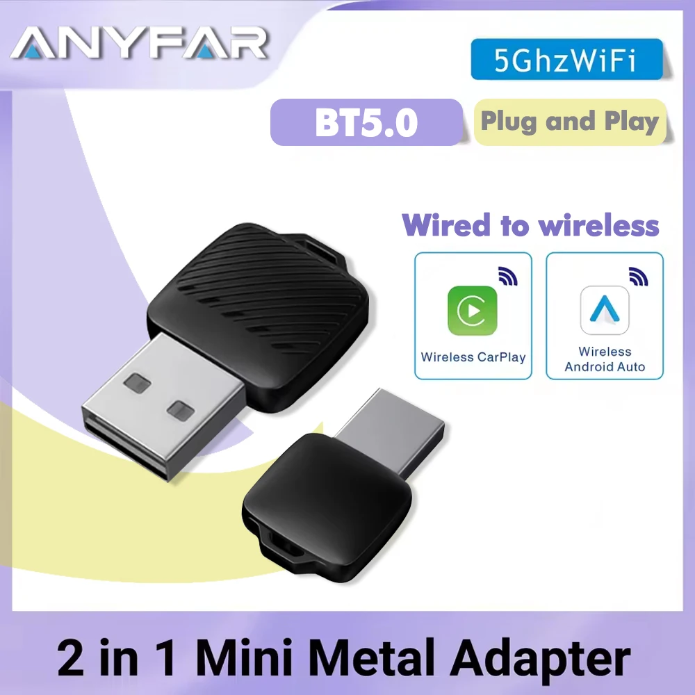 2026 Wireless CarPlay Adapter&Android Auto Wireless Adapter, 5Ghz WiFi USB Plug Play CarPlay Wireless