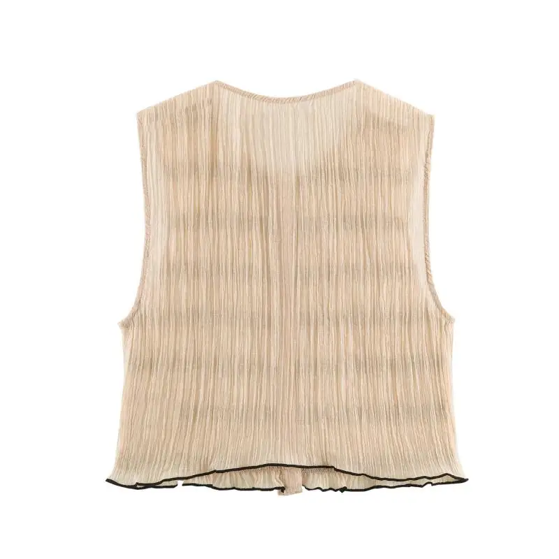 Maxdutti Minimalist Lazy Fashionable Contrasting Stitching Vest Shirt Tank Top Wide Leg Pant Sets In Southern France Woman Cloth