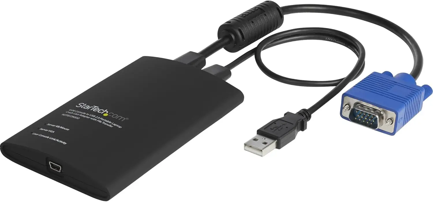 USB Crash Cart Adapter - File Transfer & Video - Portable Server Room Laptop to KVM Console Crash Cart