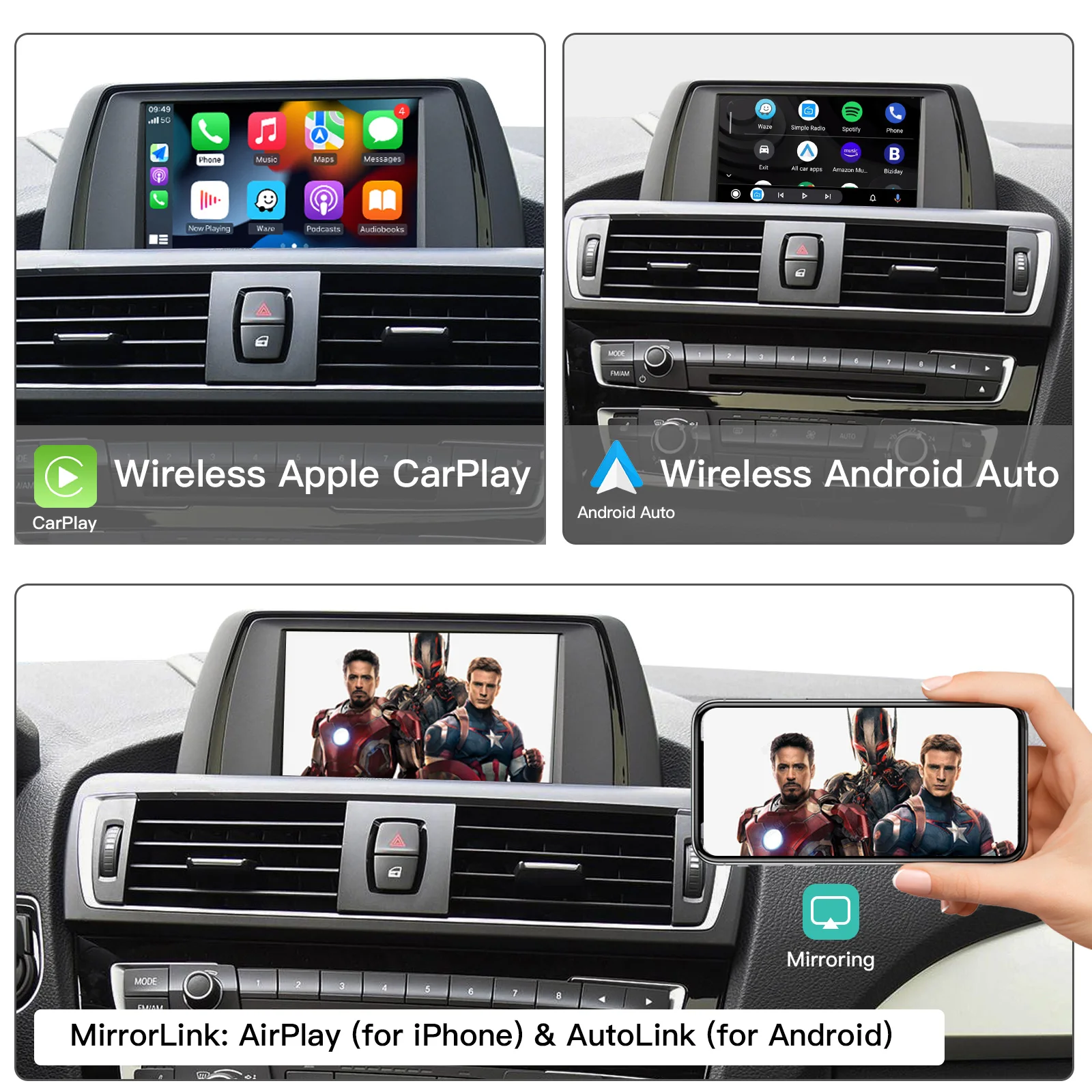 لسيارات BMW EVO X1 X2 X3 X4 X5 F15 F85 X6 F16 F86 G01Wireless CarPlay Android Auto Mirror Link AirPlay دعم وظيفة اللمس #5