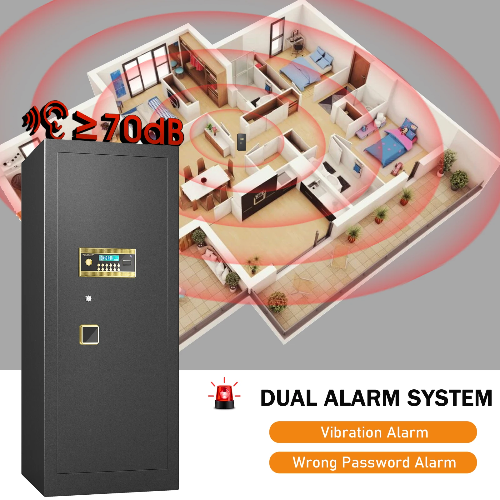 59.05'' Extra Large Safe Box, 17.3 Cubic Feet Heavy Duty Big Safe with Security Double Key Lock & Seperate Lock Box for Document