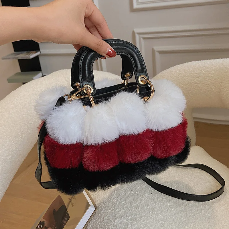 Winter Handbag Women Luxury Faux Fur Hand Bags Soft Plush Bags For Women 2024 Crossbody Totes Ladys Luxury Clutches Purse