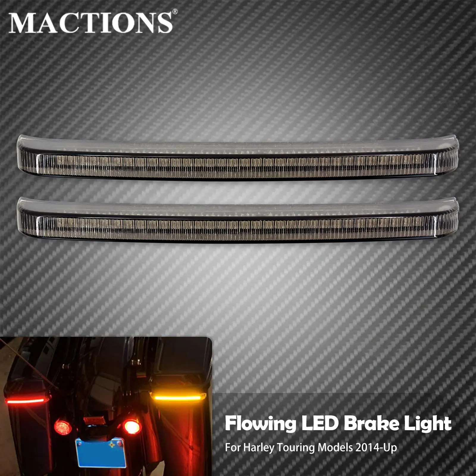Motorcycle Rear Saddlebag Flowing LED Brake Light Turn Signal Accent Lamp For Harley Touring Road King Electra Glide 2014-2023